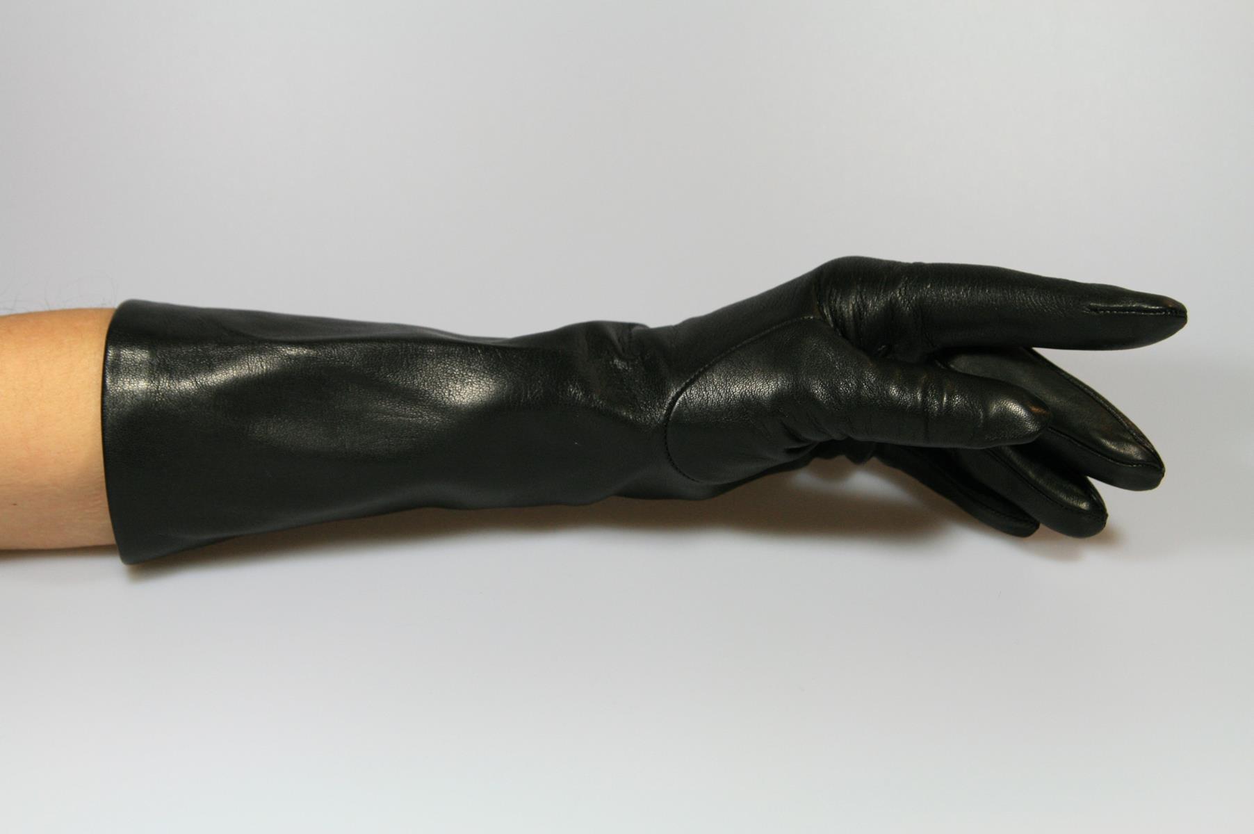 30 cm lange Damen Lederhandschuhe mit Seidenfutter