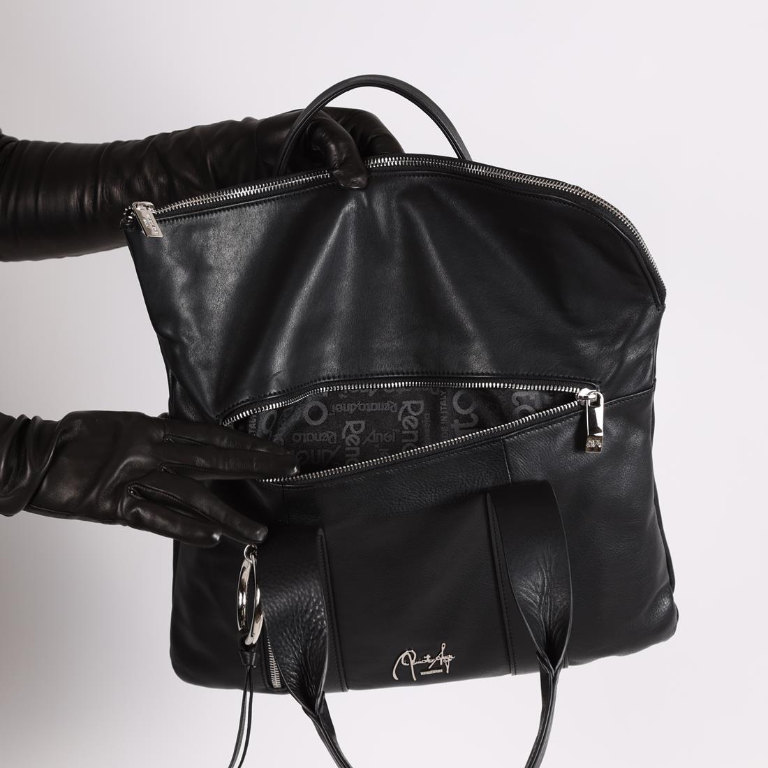 Handtasche schwarz Leder